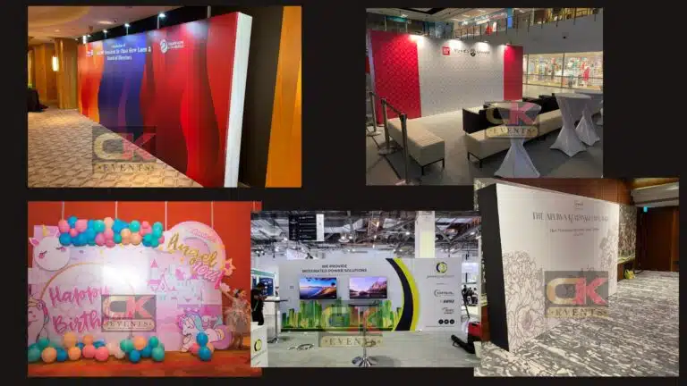 Beautiful and customized backdrops available for rent in Malaysia – ideal for Indian weddings, corporate branding events, and baby showers – serving Rawang, Klang, and the greater Selangor region