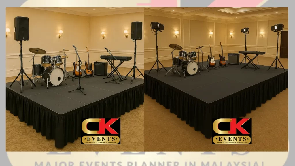 Live band performance stage with full lighting and sound system setup by CK Events in Damansara and nearby locations.