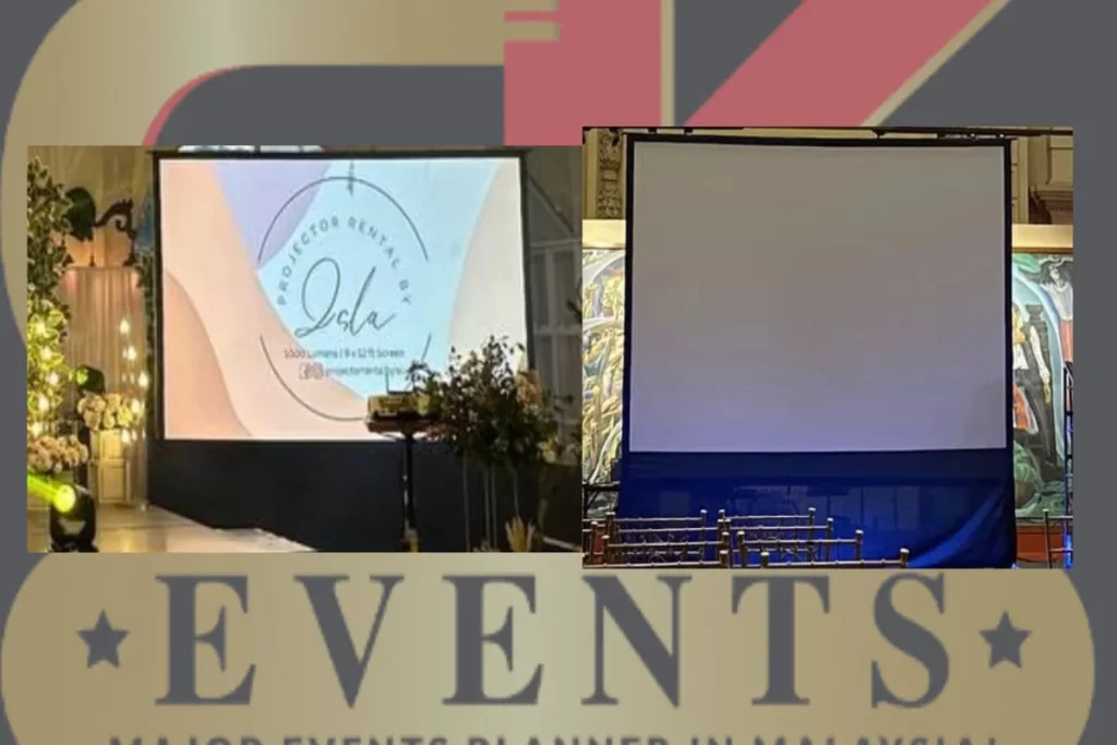 Projector screen used for corporate event and dinner in Putrajaya