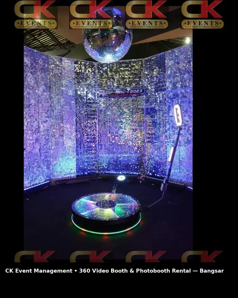 CK Event Management 360 photo booth & 360 video booth rental in Bangsar, Malaysia; trendy photobooth for nightlife, clubs, and lifestyle events.