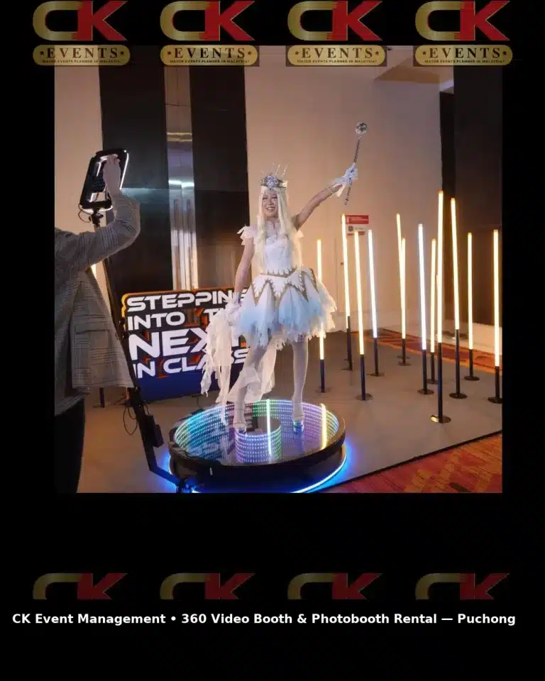 CK Event Management 360 photo booth & 360 video booth rental in Puchong, Malaysia; social-media-ready photobooth for birthdays and private parties.