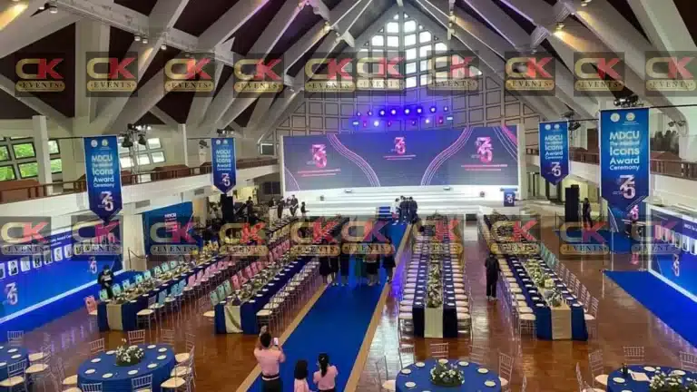 LED wall rental in Klang Valley — panoramic stage display for large ballroom event.