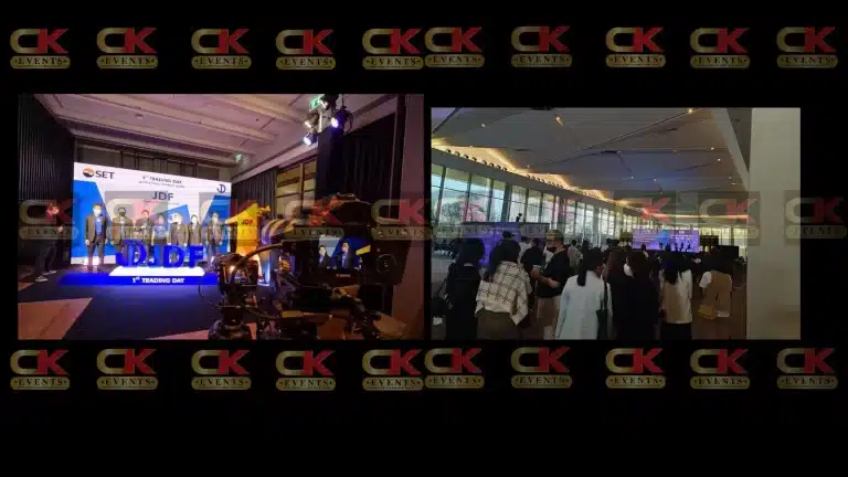 Event LED screen rental in Kuala Lumpur (KL) — banquet seating with long LED wall for live visuals.