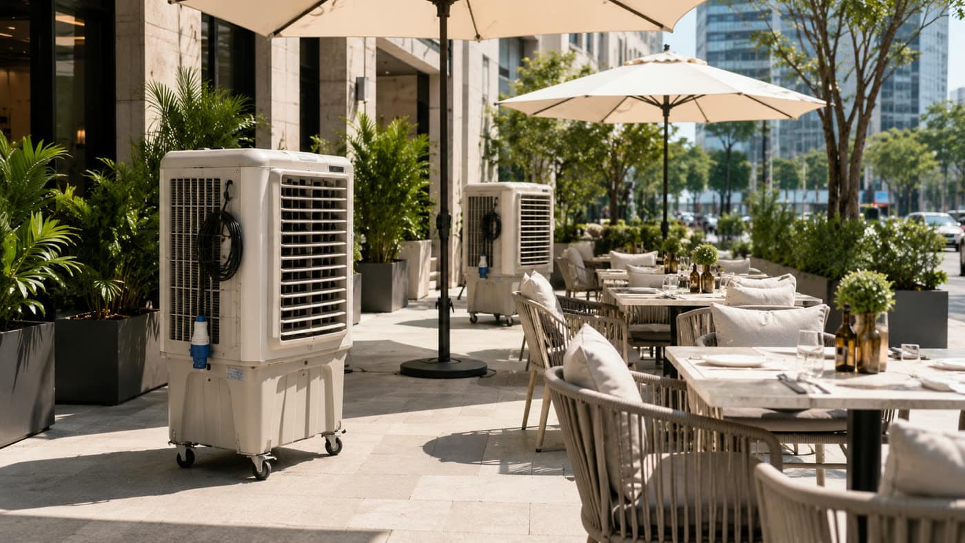 Air cooler rental Bangsar Petaling Jaya restaurant patio outdoor dining setup