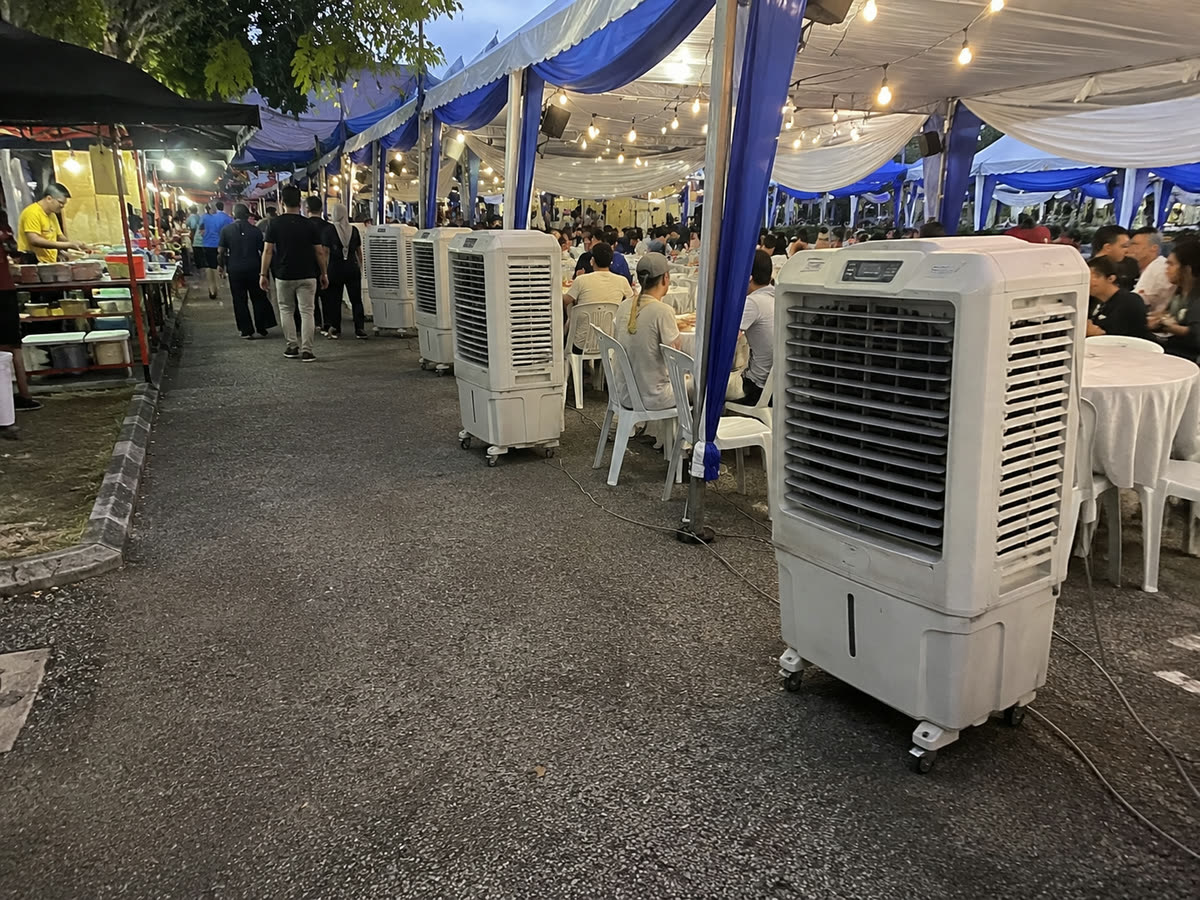Air cooler rental Cheras night food fair and kenduri canopy setup