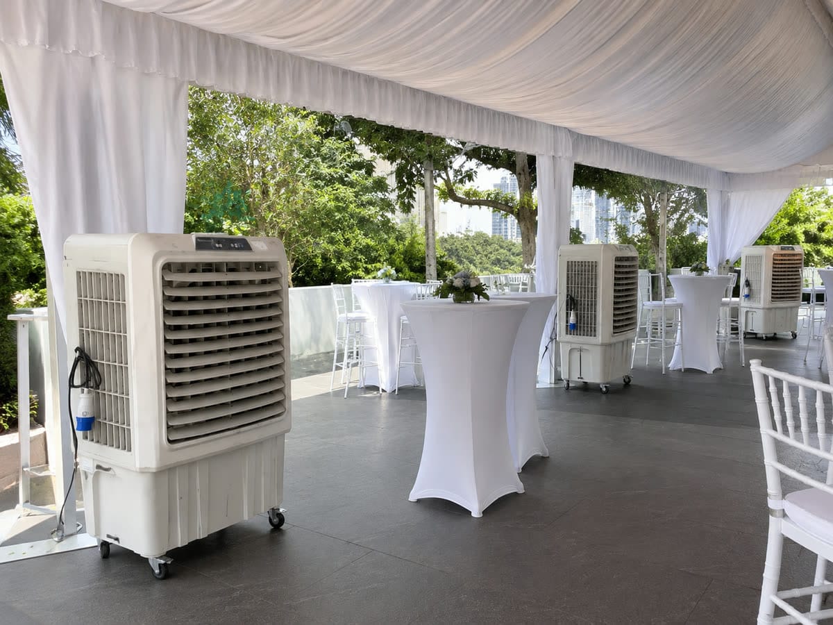 Air cooler rental KLCC cocktail canopy event setup
