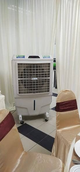 Air cooler rental Cyberjaya banquet hall and dewan setup beside event chairs