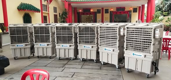Air cooler rental Balakong bulk hall and large event cooler row setup